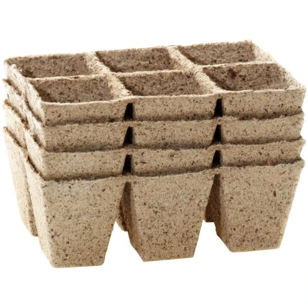 Vezelpotjes Vierkant Biologisch Afbreekbaar - 6 × 6 Cm - Set Van 24 Stuks 3 Vezelpotjes Vierkant Biologisch Afbreekbaar - 6 × 6 Cm - Set Van 24 Stuks