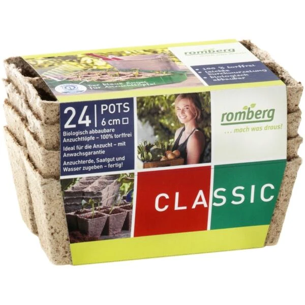 Vezelpotjes Vierkant Biologisch Afbreekbaar - 6 × 6 Cm - Set Van 24 Stuks 4 Vezelpotjes Vierkant Biologisch Afbreekbaar - 6 × 6 Cm - Set Van 24 Stuks - Afbeelding 2